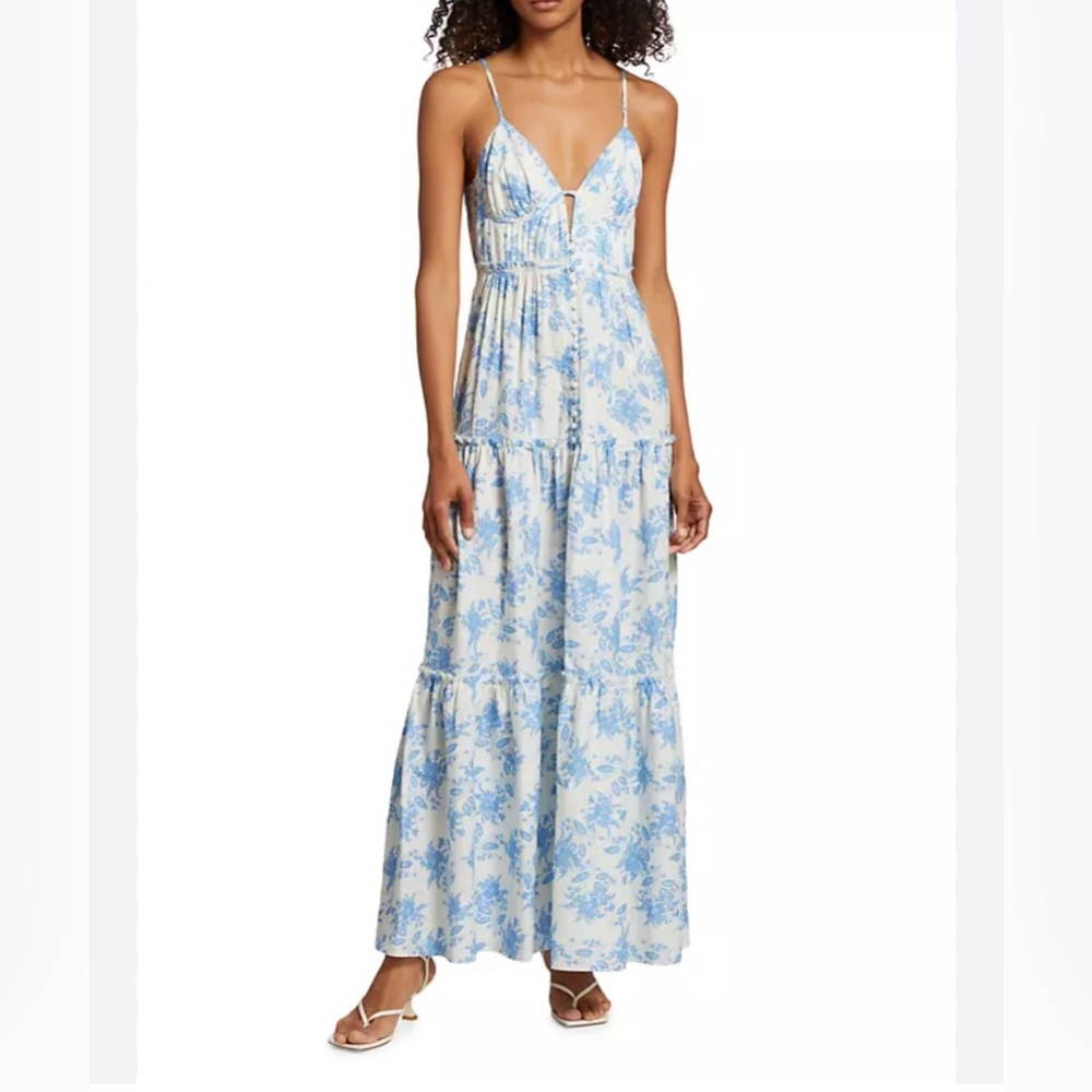 LoveShackFancy Garnita Floral Tiered Maxi Dress in XS
